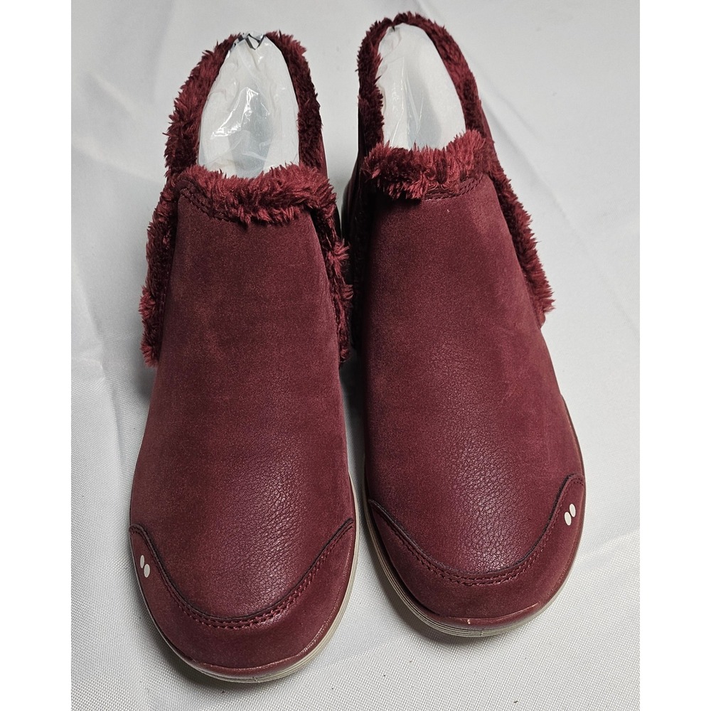 Ryka Namaste‎ Burgundy Faux Fur Lined Slip On Ankle Boots Womens 6.5 Wide New